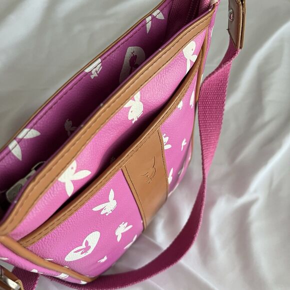 Playboy Y2K Monogram Shoulder Bag Baby Pink & White Rare Adjustable Strap - Picture 6 of 10